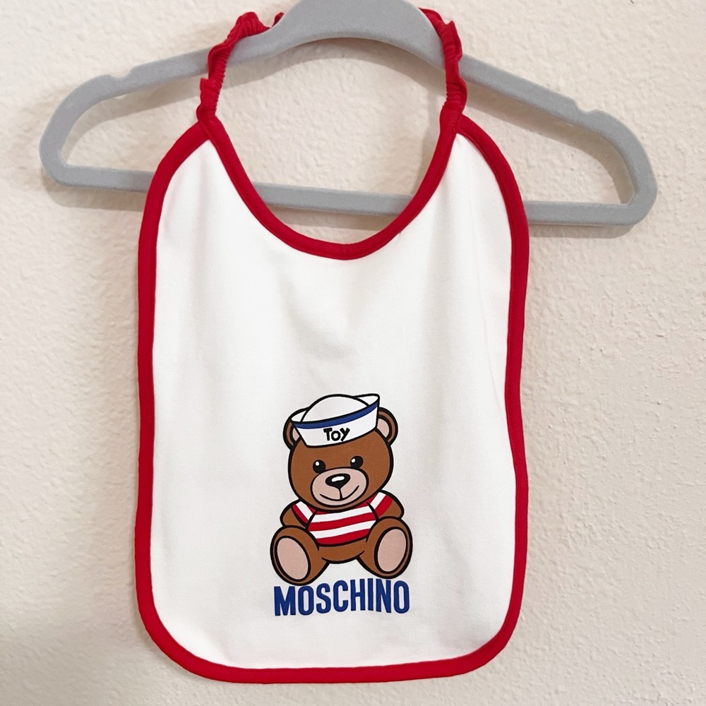 Moschino Kids Red and White Bib